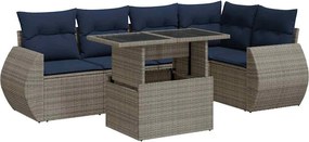 vidaXL 6 részes szürke polyrattan akácfa kerti ülőgarnitúra párnákkal
