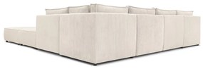 Krémszínű kordbársony sarokkanapé ("U" alakú-variálható) Nihad modular – Bobochic Paris