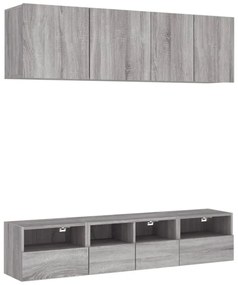 5 darab szürke sonoma színű szerelt fa fali TV-bútor