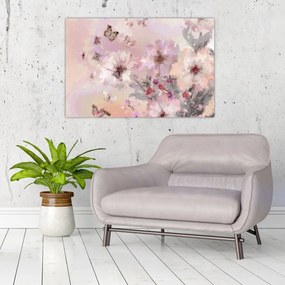 Kép - Művészeti kollázs pillangókkal (90x60 cm)