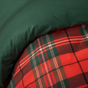Goldea pamut ágyneműhuzat duo - piros kockás, sötétzöld hátoldal 140 x 220 és 70 x 90 cm