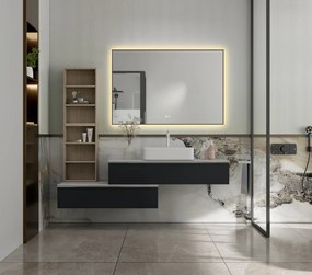 Erga Megan, LED tükör 120x80cm fekete keretben, 3105 lm, 3 fényszín, háttérvilágítás, ERG-V01-MEGAN-1280-BK