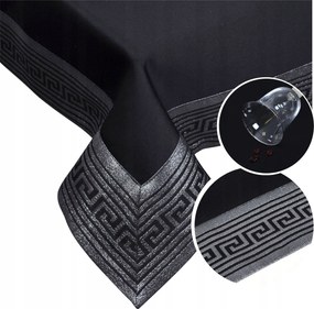 Abrosz Foltálló Rodos Lux 240x140 Fekete Ezüst Abrosz Asztalra