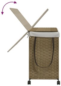polyrattan szennyeskosár kerekekkel 60x35x60,5 cm