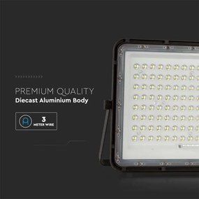 LED kültéri napelemes reflektor 20W, 3,2V, 4000K, fekete + távirányító