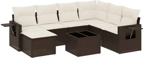vidaXL 8 részes barna polyrattan kerti ülőgarnitúra párnákkal