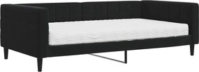vidaXL fekete bársony kanapéágy matraccal 100 x 200 cm