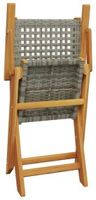 7 részes szürke polyrattan és tömör fa kerti étkezőgarnitúra