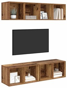 Fali TV Szekrény 4 pcs Öreg fa 37 x 37 x 72 cm Faanyag