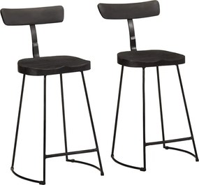 vidaXL 2 db fekete tömör mangófa bárszékek 49x43x88 cm