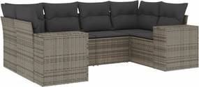 vidaXL 6 részes szürke polyrattan kerti ülőgarnitúra párnákkal