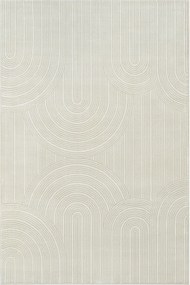 Modern Szőnyeg Világos Krémszínű Félkör Vonalakkal Misha Nappaliba 120x170 cm