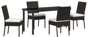 vidaXL Kert étkező szett 5 pcs Fekete Porszórt acél