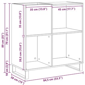 Rekord Szekrény Kézműves Tölgy 84,5x38x89 cm Mérnöki Fa