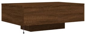 barna tölgyszínű dohányzóasztal LED-lámpákkal 85 x 55 x 31 cm