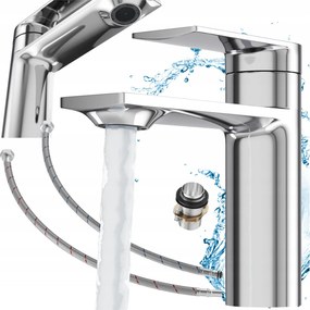 Alacsony mosdó csaptelep fürdőszoba álló Króm Cabo mosdó csaptelep