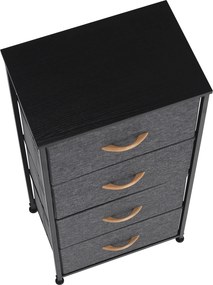 Komód szövet fiókokkal, fekete/sötétszürke, PALMERA TYP 2