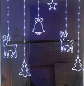 175 ledes 8 programos ledes fényfüggöny karácsonyi figurákkal, 3 méter - hidegfehér