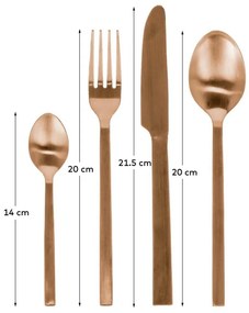 Rézszínű rozsdamentes acél evőeszköz készlet 16 db-os Kelda – Kave Home