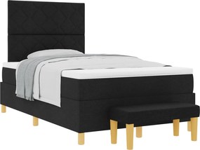 vidaXL Boxrugós ágy matracmal fejtámlával Fekete 120 x 200 cm szövet