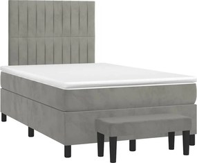 vidaXL világosszürke bársony rugós ágy matraccal 120 x 190 cm