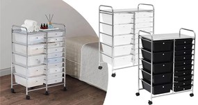 Gurulós tárolókocsi 15 fiókos, több színben-fekete