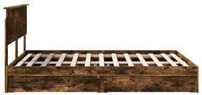 vidaXL Tárolós Ágy fejtámlával Füstölt tölgy 140 x 200 cm Faanyag