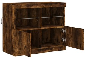 füstös tölgy színű tálalószekrény LED-ekkel 81 x 37 x 67 cm