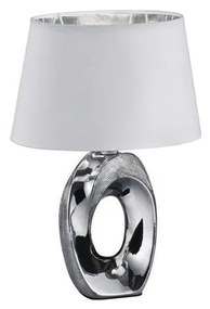 Taba fehér-ezüstszínű kerámia-szövet asztali lámpa, magasság 33 cm - Trio