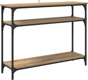 vidaXL Konzolasztal polcokkal Artisan tölgy 100 x 29 x 75 cm Faanyag