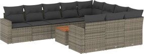 vidaXL 11 részes szürke polyrattan kerti ülőgarnitúra párnákkal