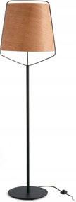 Faro Stood állólámpa, fekete, fa ernyővel, Lúcid dizájn