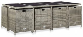 13 részes bézs polyrattan kültéri étkezőszett párnákkal