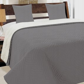 Kétoldalas Ágytakaró Vigo Kapa Pléd Világosszürke Ecru 220x240 cm+ 2 párnahuzat