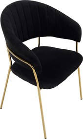 Design étkezőszék, fekete Velvet szövet/gold króm arany, DASMIN TYP 1