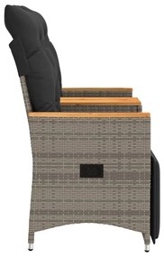 vidaXL 2 személyes szürke polyrattan dönthető kerti kanapé asztallal
