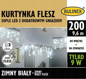 Lámpák Bulinex 200led hideg fehér 9,60m Jégcsap