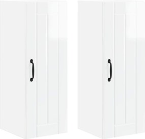 vidaXL Konyhaszekrény 2 pcs Magas Fényű Fehér 30 x 31 x 80 cm Faanyag