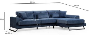 Kék sarokkanapé (jobb oldali) Frido – Balcab Home