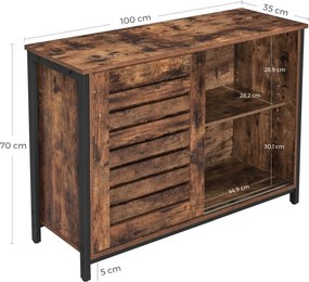 Komód két elhúzható ajtóval, rusztikus barna 100x35x70cm