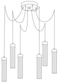 Kolarz 6009.30660 - Csillár zsinóron RAGGIO 6xE14/25W/230V pók matt króm