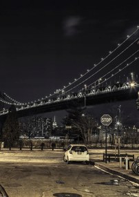 Poszter 42x59,4cm Esti kilátás a Manhattan hídra az utcáról, Assaf Frank