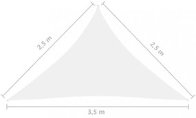 fehér háromszögű oxford-szövet napvitorla 2,5 x 2,5 x 3,5 m