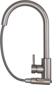 Gamma Taru Slim, magas mosogató csaptelep h-400, csiszolt acél, GMA-BTS-IX