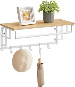 Polc akasztókkal Akasztós fali Fehér fa 5 akasztó az előszobába