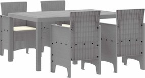 vidaXL Kert étkező szett 5 pcs Világosszürke Polt rattan