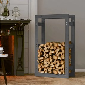 szürke tömör fenyőfa tűzifatartó állvány 60 x 25 x 100 cm
