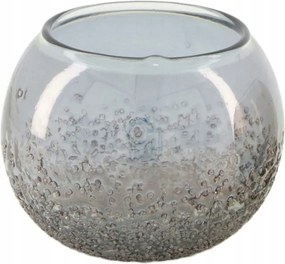 Üveg gyertyatartó teamécsestartó szürke 13cm