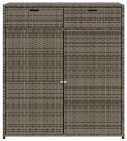 szürke polyrattan kerti tárolószekrény 105 x 55 x 113 cm