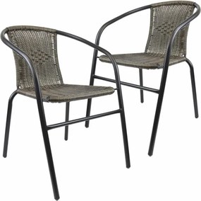 Kerti szék szett egymásra rakható 2 db fekete-szürke